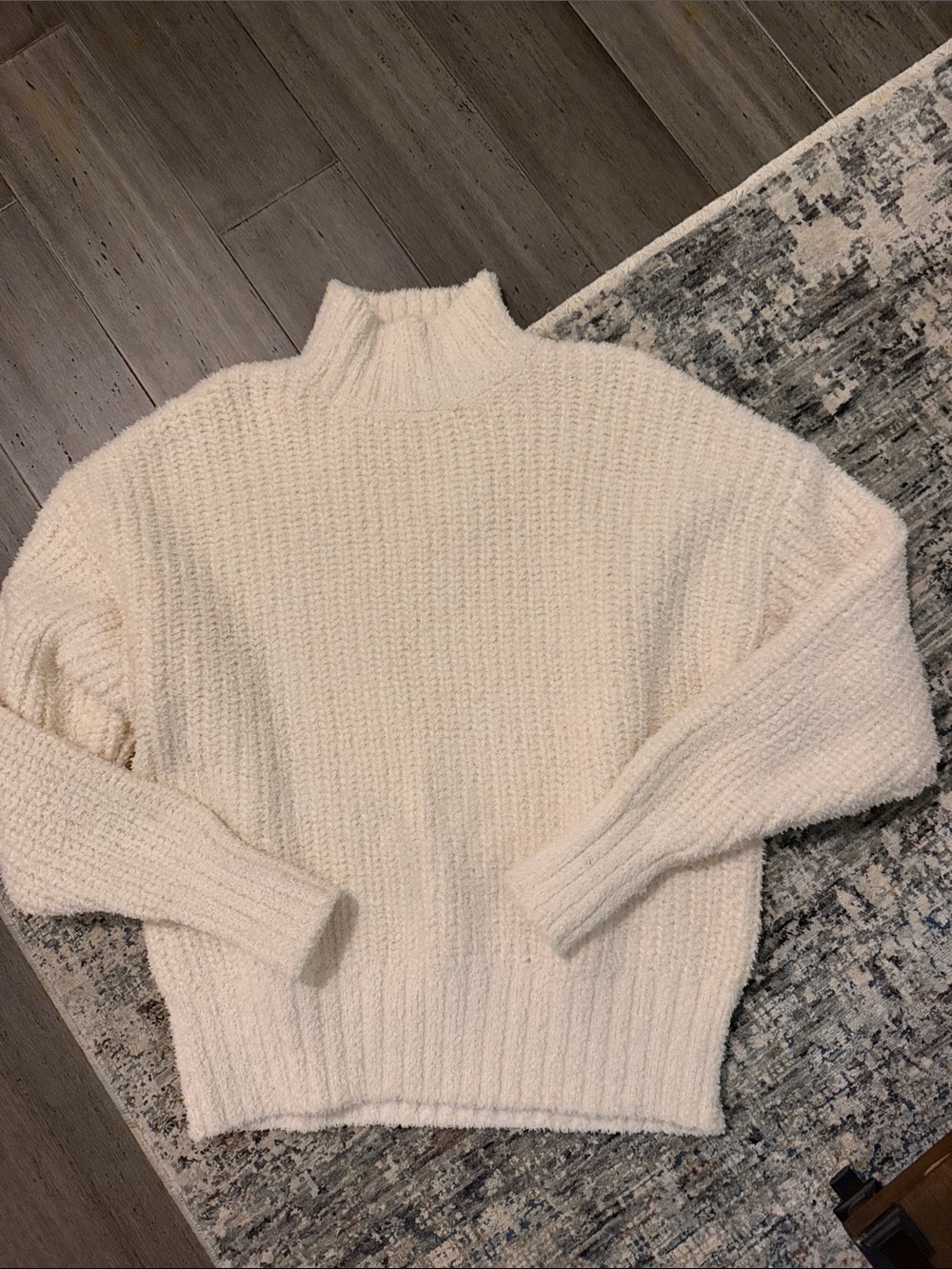 Women's Cream Mock Neck Chunky Knit Sweater